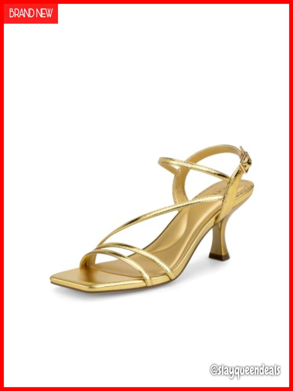 Square Toe Strappy High Heel Sandals Cushioned Insole